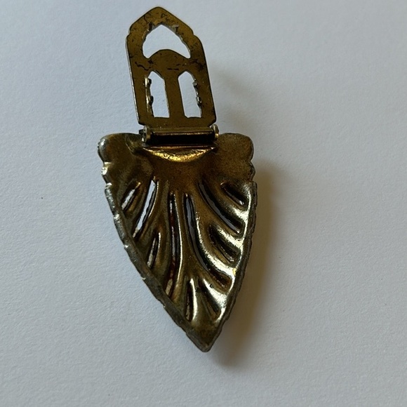 VINTAGE🗝️1930s Silvertone Costume Jewelry Dramatic Art Deco Diamanté Dress Clip - Picture 4 of 7
